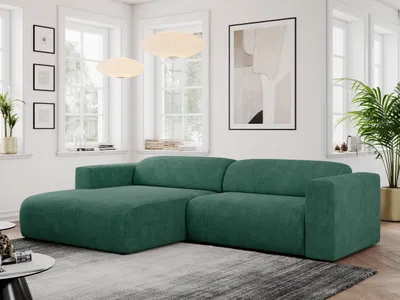 Produktbild von MKS MEBLE Ecksofa, Sofa L-Form, Wohnlandschaft L-Form, Modern Design Couch, Sofagarnitur, Couchgarnitur, Polsterecke - PASADENA -Grün Struktur - links seite