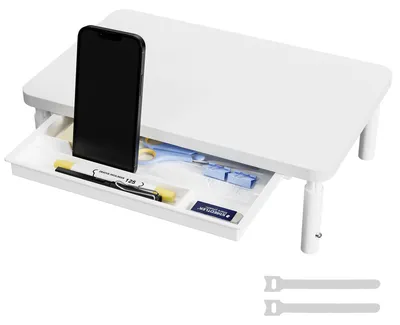 Immagine prodotto di Elzusha - Supporto per monitor con superficie di appoggio - Organizer da scrivania ergonomico, bianco