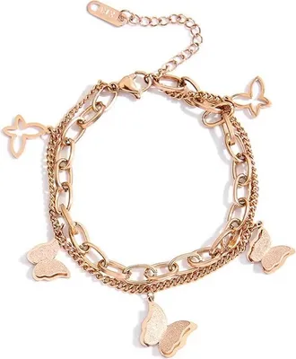 Obrázek produktu pro Náramek Vintage Butterfly - Zl.Růžová pro ženy KP26965