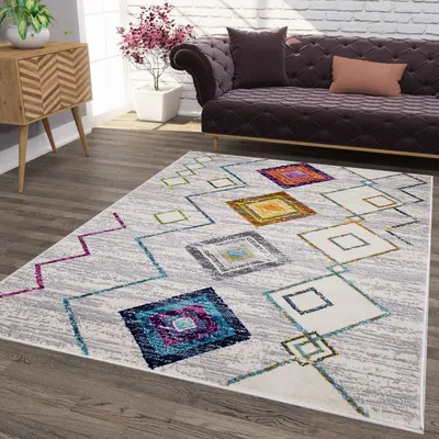 Produktbild von Wohnzimmer Kurzflor Geometrisches Muster Skandi Boho Modern Style, Maße:120x170 cm