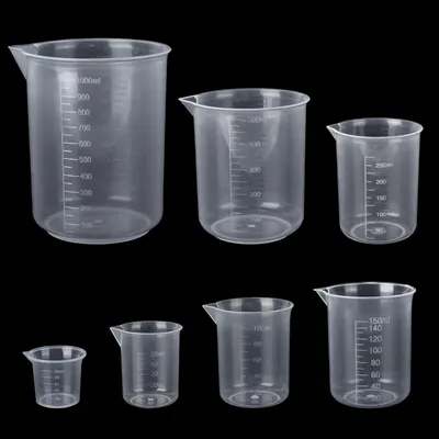 Messbecher-Set 7-teilig, 25–1000 ml, Kunststoff, transparent