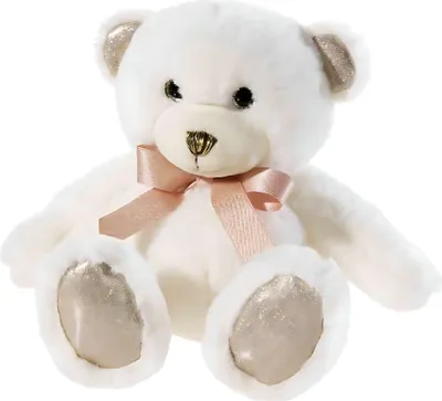 Obrázek produktu pro Heunec plyšový medvídek PEARLIE Creamie s růžovou mašlí malý, plyšová hračka, 18 cm medvídek
