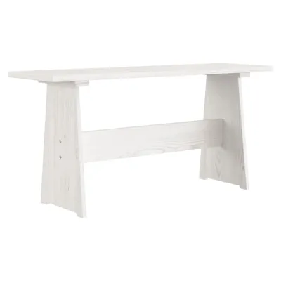 A white wooden bench on a white background.