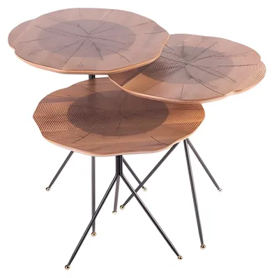 Obrázek produktu pro Boční stolek dřevo béžová Moderní elegantní