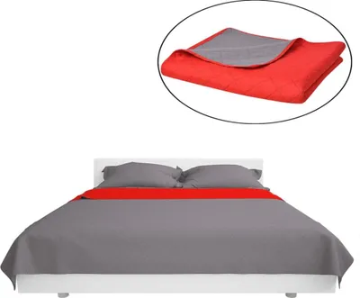 Obrázek produktu pro vidaXL Oboustranný přehoz na postel Prošívaný červený a šedý 220x240 cm