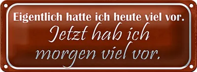 Produktbild von Blechschild Spruch 27x10cm jetzt hab ich morgen viel vor Dekoration