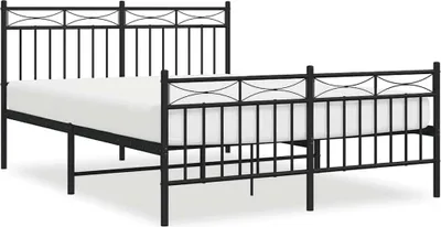 Produktbild von vidaXL Bettgestell mit Kopf- und Fußteil Metall Schwarz 135x190 cm