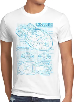 Produktbild von style3 NCC-74656 Voyager T-Shirt Herren trek trekkie blaupause, Größe:5XL, Farbe:Weiß