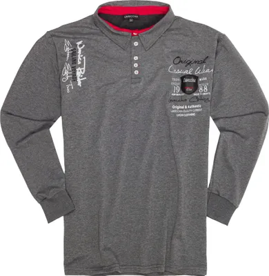 Produktbild von Übergrössen Schickes Langarm-Poloshirt LAVECCHIA LV-2025 Anthrazit 4XL