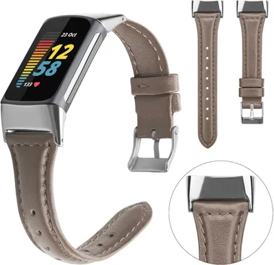 Image de Pour Fitbit Charge 6 / 5 : bracelet en cuir pour montre connectée de sport, couleur marron foncé, taille S, accessoire