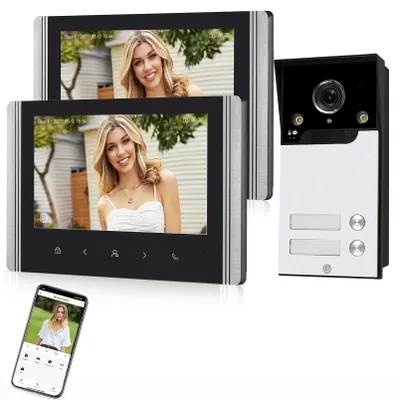 Obrázok produktu pre Videozvonček – bezdrôtový – 7-palcový dotykový monitor – 1080P kamera