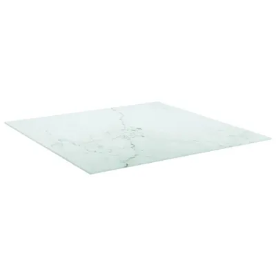 Immagine prodotto di Piano Tavolo Bianco 80x80 cm 6 mm Vetro Temperato Design Marmo