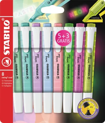 Produktbild von STABILO Textmarker swing cool 5+3 Stück