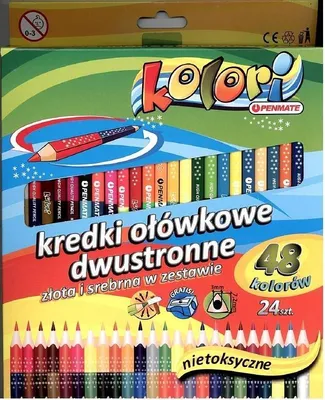 Zdjęcie produktu dla Penmate Kredki Trójkątne 48 Kolorów - Dwustronne, Profesjonalne