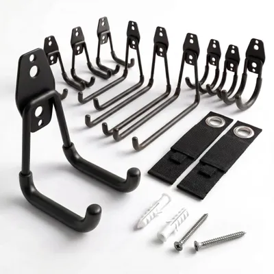Produktbild von Garagenwandhaken-Set, 12-teilig, PVC-beschichtet mit Gurten
