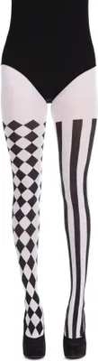 Produktbild von Schwarz-Weiße Harlekin-Strumpfhose Als Kostümzubehör