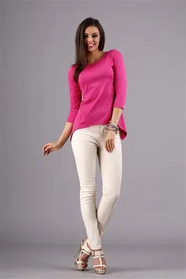 Produktbild von Damen Longshirt mit verlängerte Saumenden; Dunkelpink/M/38