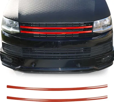 Obrázek produktu pro Lišty mřížky chladiče Lišty mřížky chladiče pro VW T6 Transporter 2015-2019 chrom červené 2ks