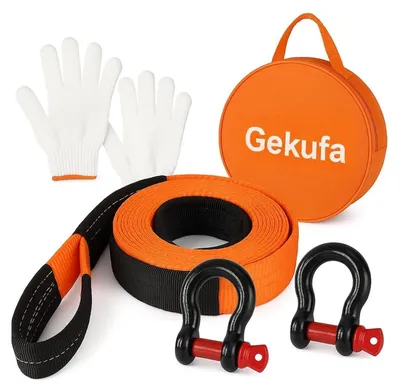 Immagine prodotto di Cavo di traino per autovetture, lunghezza 5 metri, larghezza 5 cm, portata 10 tonnellate, con 2 ganci e strisce riflettenti arancioni