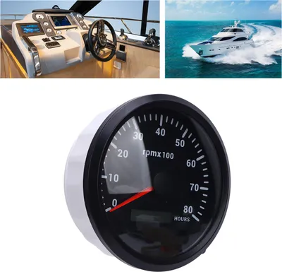 Image de Compte-tours 110 mm 4-3/8 pouces, rétroéclairage 7 couleurs, CC 9-32 V, 8000 tr/min, appareil de mesure avec compteur d'heures de service pour voiture, yacht, camping-car, bateau, camion, cadran noir, lunette CXA011B