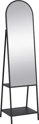 Produktbild von Stehspiegel mit 2 Ablagen - Metall - B 46 x T 41 x H 172 cm - Schwarz - LIVIO
