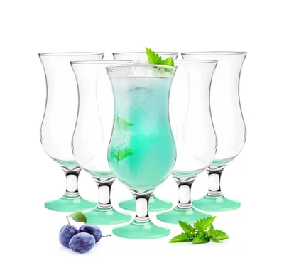Zdjęcie produktu dla 6 szklanek koktajlowych 480 ml 9 wariantów szklanek Hurricane do long drinków Szklanki barowe (turkusowe)