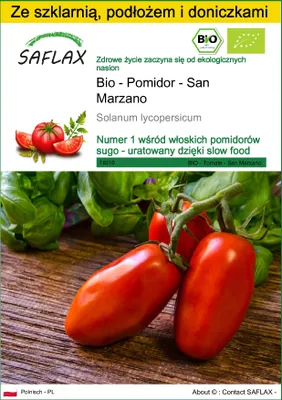 Zdjęcie produktu dla SAFLAX - Zestaw do uprawy - Bio - Pomidor - San Marzano - 15 Nasiona - Z mini szklarnią, podłożem uprawowym i 2 doniczkami - Solanum lycopersicum