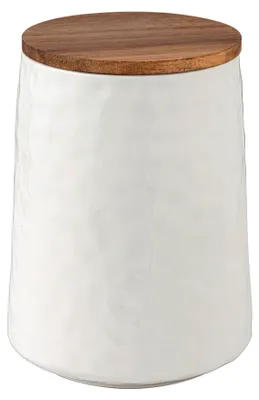 Produktbild von SCHÖNER WOHNEN-Kollektion Aufbewahrungsdose Mod. ADELLE Keramikdose mit Akazienholzdeckel und Silikonring für stilvolle Küchenorganisation 1,1L Ø12x16,5cm Weiß