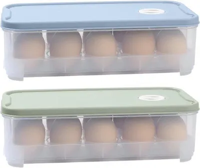 Produktbild von Famanu Eierbox aus Kunststoff - 2 Stück - Aufbewahrungsbox für 10 Eier mit Deckel