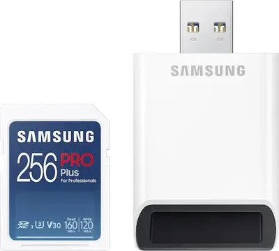 Obrázok produktu pre Samsung pamäťová karta 256GB PRO Plus SDXC CL10, U3, V30 (č/z: až 160/120MB/s) + adaptér