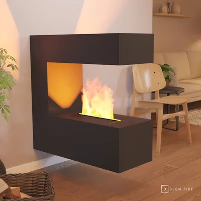Produktbild von GLOW FIRE Elektrokamin 'Schiller Wandkamin' | Wasserdampf Kamin mit OMC 400 in schwarz als Raumteiler | HxBxT: 90x90x37 cm