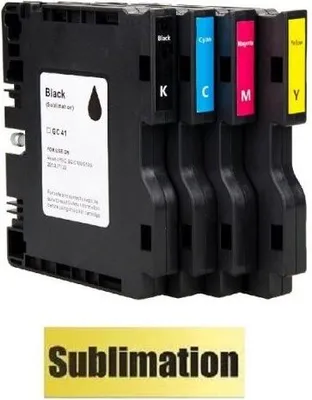 Image de 4 cartouches d'encre de sublimation compatibles avec Ricoh GC-41 noir, cyan, magenta, jaune pour Aficio SG 3100, 3110, 3120, 7100
