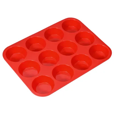 Produktbild von Silikon Muffinblech für 12 Muffins - LFGB BPA-frei Silikon Muffinform für Cupcakes, Pudding, Kuchen, Brownies - Antihaft & Leicht zu Reinigen