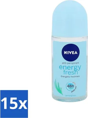 Productafbeelding van Nivea - Energy Fresh - Deodorantroller voor dames - 48 uur lang bescherming - 50 ml - Voordeelverpakking - 15 stuks