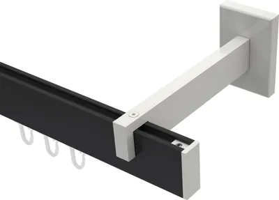 Produktbild von Interdeco Innenlaufstange / Gardinenstange mit Innenlauf Schwarz / Weiß, Typ Smartline Paxo (Kappe), 14x35 mm 1-läufig, 180 cm