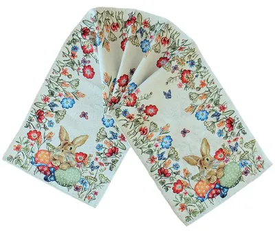 Produktbild von Tischläufer CLEA Osterhasen & Blumen Gobelin Polyester 35 x 140 cm