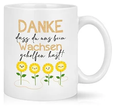 Produktbild von Kaffee Tasse Abschiedsgeschenk Erzieherin Kindergarten Spruch Danke Weiß 320ml Keramik