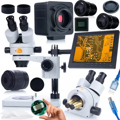 Produktbild von Rosfix Set Mercury Pro – Trinokulares Stereomikroskop mit 5MP Kamera & 8" Display | Zoom 7–45x, C-Mount, Simul-Focal u.a.