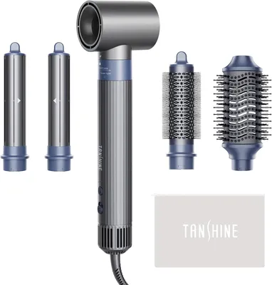 Produktbild von 5-in-1 Haartrockner & Multistyler 1400W mit Ionen-Technologie, Warmluftbürste, Rundbürsten, Glättbürste & Lockenstab, schnelles Styling,leiser Betrieb