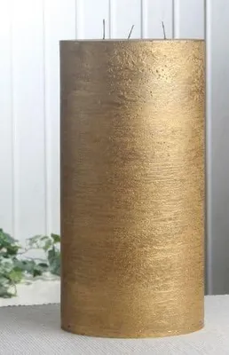 Produktbild von Rustik-Dreidochtkerze, 30 cm hoch, 15 cm Ø, gold-metallic