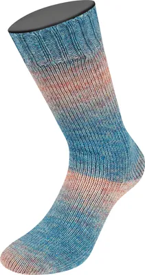 Produktbild von Lana Grossa MEILENWEIT 100 g Merino Extrafine SHADES 4-fach Merino-Sockenwolle 420 m Farbe 7228 - Türkis/Mint/Hellbeige/Apricot/Rosa
