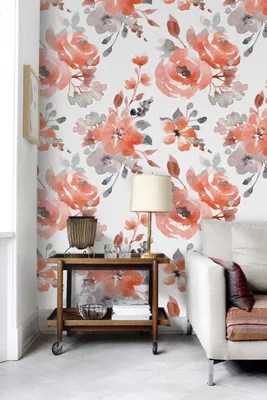 Produktbild von Coloray Fototapete 312x219 cm Vlies-Fototapete - Orange Vintage Blumen Retro Blumen