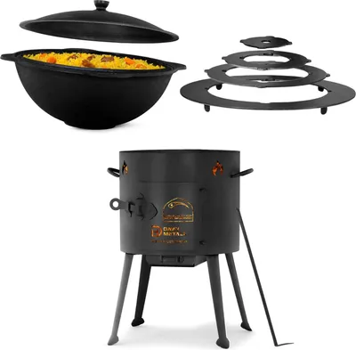Produktbild von Ø36cm Uchag 2mm Sahl Utschak-Ofen Adapter-Ringe 10L Kazan eben Kasan Kessel Utschag Feldküche Feuerstelle Campingofen Außenküche Eintopfofen