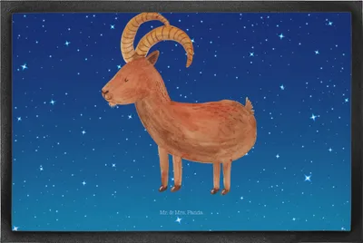 Produktbild von Mr. & Mrs. Panda Fussmatte Sternzeichen Steinbock 50 x 75 cm - Sternenhimmel Blau - Geschenk, Bock, Gummi-Fußmatte, Geburtstag Dezember, Steinböcke, fußmatte, Ziege