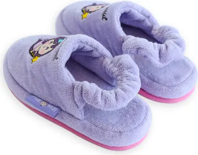 Produktbild von Milk&Moo Little Mermaid Kinder Hausschuhe, %100 Baumwolle Bad und Haus Pantoffeln, waschbar, weich und saugfähig Handtuch Stoff, Anti-Rutsch-Sohle, elastisches Band, 4-5 Jahre alt, lila