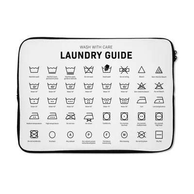 Produktbild von MuchoWow® Laptop Hülle 13 Zoll Wäschesymbole - Wäscheetiketten - Waschanleitung Laptoptasche - Laptophülle - Sleeve - Rundumschutz