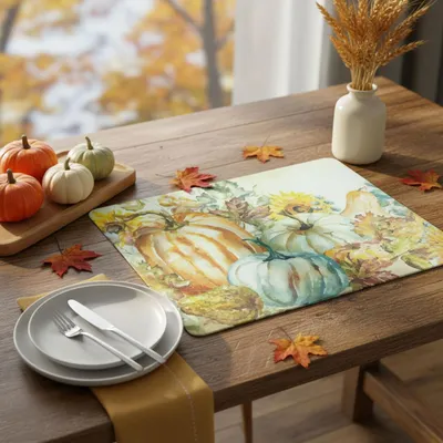 Zdjęcie produktu dla Podkładka jesienna - motyw dyni - nakrycie stołu i dekoracja na Halloween - 40 × 30 cm - tworzywo sztuczne - 1 sztuka [59031].
