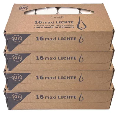 Maxi Teelichter 64 Stück, 54 mm, Weiß, geruchlos, 10 Std.