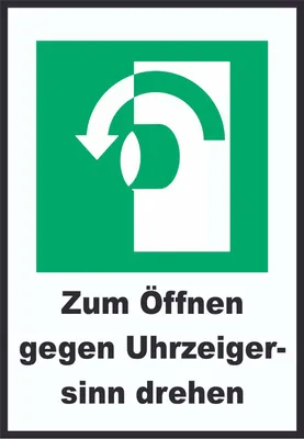 Produktbild von Zum Öffnen gegen Uhrzeigersinn drehen A3 (297x420mm) Schild