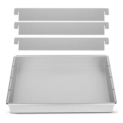 Produktbild von Kuchenform, quadratische Kuchenform aus Aluminium, verstellbare Größe, vier Fächer, schnelle Wärmeübertragung, 30 x 20 x 5,2 cm